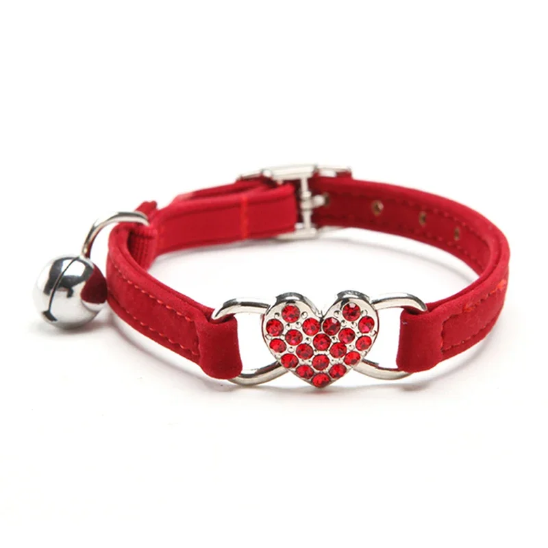Collier de chat à breloque en forme de cœur et cloche - universmiaou