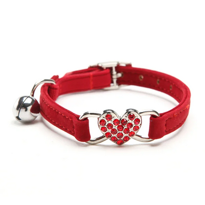 Collier de chat à breloque en forme de cœur et cloche - universmiaou