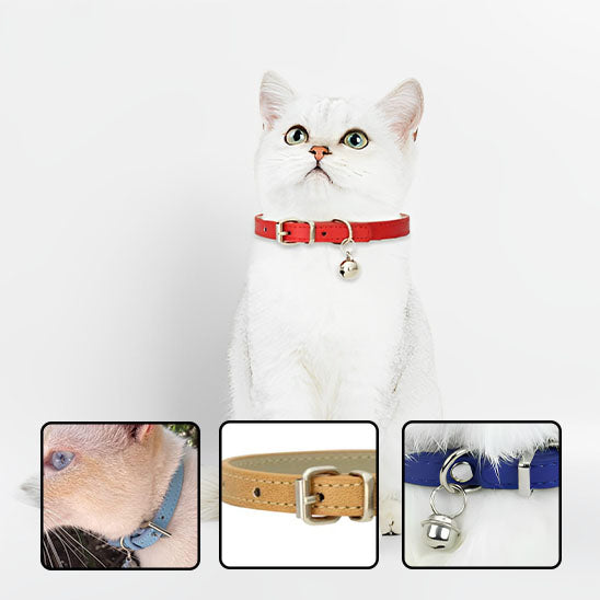 Collier de chat avec cloche japonais en cuir - universmiaou