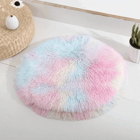 Coussin rond en peluche pour chat - universmiaou