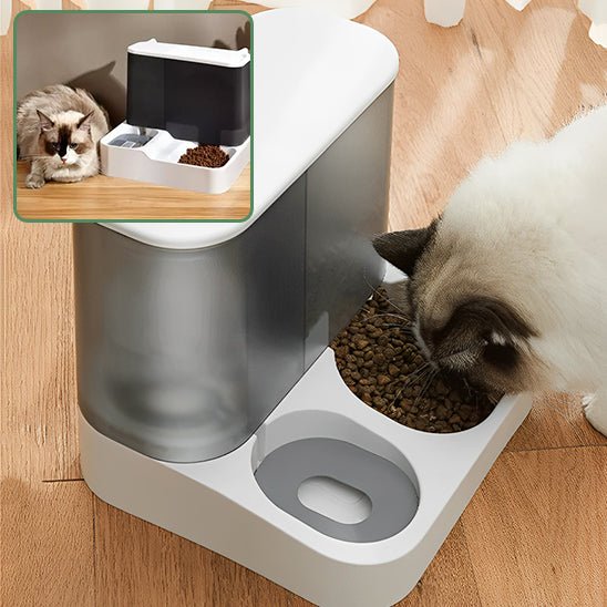 Distributeur automatique avec gamelle d'eau et de croquettes - universmiaou