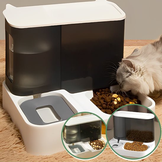 Distributeur automatique avec gamelle d'eau et de croquettes - universmiaou